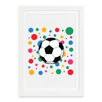 Chemise tachetée ballon de football avec confettis colorés - Affiche encadrée (27 × 37 cm) - blanc - Devant