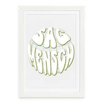 Global Retro Typo Vert Néon - Say Man - Affiche encadrée (27 × 37 cm) - blanc - Devant