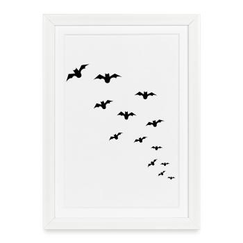 Minimalistische fliegendeFledermäuse für Halloween - Gerahmtes Poster (27 × 37 cm) - Weiß - Vorne