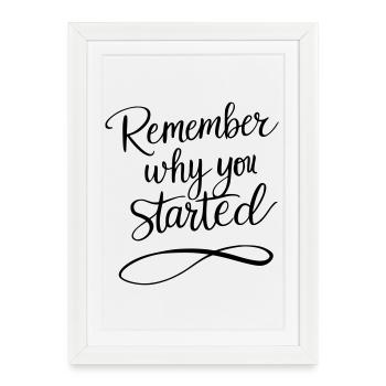 Typography: Remember why you started - Motivation - Framed poster (27 × 37 cm) - white - Front