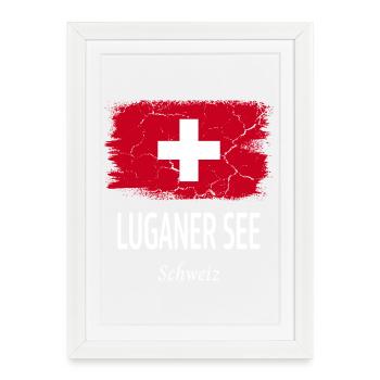 Lake Lugano - Framed poster (27 × 37 cm) - white - Front