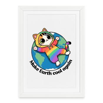 Save Planet Earth, Make Earth cool again - Framed poster (27 × 37 cm) - white - Front