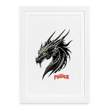 Motif contrasté de tête de dragon - Affiche encadrée (27 × 37 cm) - blanc - Devant