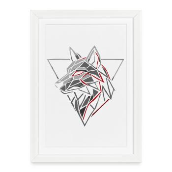 T-shirt loup géométrique Alpha Spirit - Affiche encadrée (27 × 37 cm) - blanc - Devant