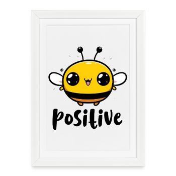 Kawaii Bee Positive - Affiche encadrée (27 × 37 cm) - blanc - Devant