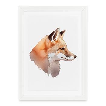 Tête de renard aquarelle - Affiche encadrée (27 × 37 cm) - blanc - Devant
