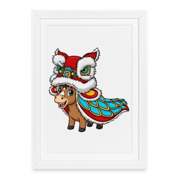 Année du Cheval 2026 – Nouvel An chinois pour K - Affiche encadrée (27 × 37 cm) - blanc - Devant