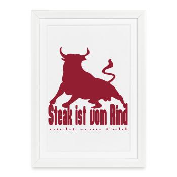 Steak is Beef - King Bull Silhouette - Framed poster (27 × 37 cm) - white - Front