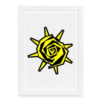 Jaune néon spirale solaire - Affiche encadrée (27 × 37 cm) - blanc - Devant