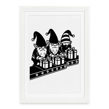 Usine de cadeaux à la chaîne de montage de poids - Affiche encadrée (27 × 37 cm) - blanc - Devant