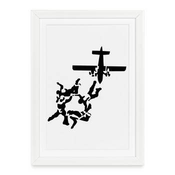 parachutisme - Affiche encadrée (27 × 37 cm) - blanc - Devant