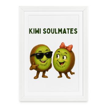 Duo d’âmes sœurs kiwi - Affiche encadrée (27 × 37 cm) - blanc - Devant