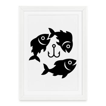 Vecteur de pêche du cercle de cercle d’hameçon - Affiche encadrée (27 × 37 cm) - blanc - Devant