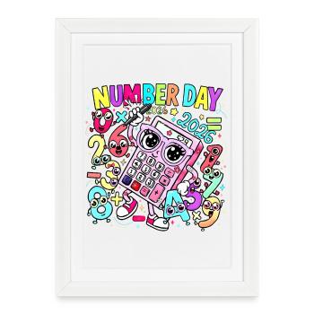 jour du chiffre Journée du calculateur de Kawaii 2026 - Affiche encadrée (27 × 37 cm) - blanc - Devant