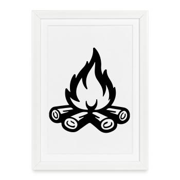 Flamme symbolique du feu de camp - Affiche encadrée (27 × 37 cm) - blanc - Devant