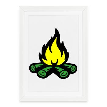 Flamme symbolique du feu de camp - Affiche encadrée (27 × 37 cm) - blanc - Devant