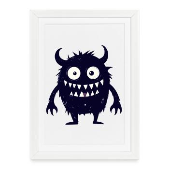 Petit monstre sombre et mignon drôle - Affiche encadrée (27 × 37 cm) - blanc - Devant