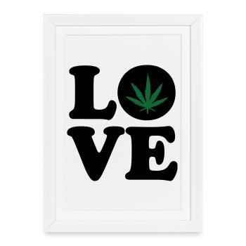 Love weed cannabis  - Affiche encadrée (27 × 37 cm) - blanc - Devant