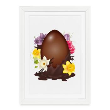 Œuf de Pâques en chocolat avec fleurs et vanille - Affiche encadrée (27 × 37 cm) - blanc - Devant