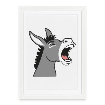 Loud Donkey Cartoon Head - Framed poster (27 × 37 cm) - white - Front