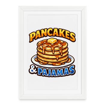 Les pancakes et pyjamas adorent les pancakes du petit-déjeuner - Affiche encadrée (27 × 37 cm) - blanc - Devant