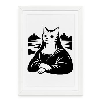 Portrait de Chat Lisa - Affiche encadrée (27 × 37 cm) - blanc - Devant