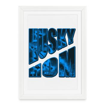 Husky Mom Neon Night Forest - Framed poster (27 × 37 cm) - white - Front