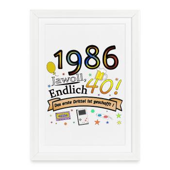 1986 Jawll ! Enfin, 40e anniversaire - Affiche encadrée (27 × 37 cm) - blanc - Devant