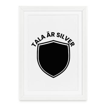 Bouclier d’argent avec thème d’année - Affiche encadrée (27 × 37 cm) - blanc - Devant
