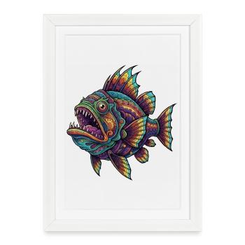 Rainbow Fish with Pattern - Framed poster (27 × 37 cm) - white - Front