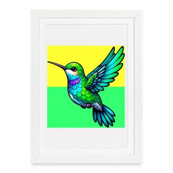 colibri - Affiche encadrée (27 × 37 cm) - blanc - Devant