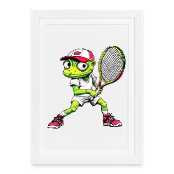 Tennis Chameleon - Framed poster (27 × 37 cm) - white - Front