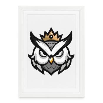 Couronne de tête de hibou - Affiche encadrée (27 × 37 cm) - blanc - Devant