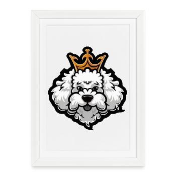 Couronne de chien caniche - Affiche encadrée (27 × 37 cm) - blanc - Devant