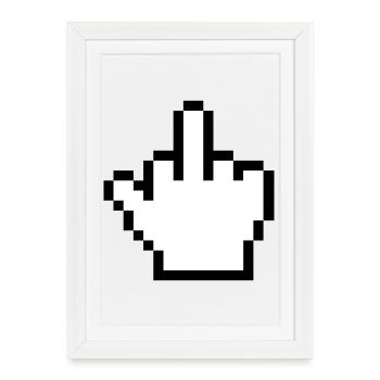 Mouse Hand Middle Finger Mouse Pointer - Framed poster (27 × 37 cm) - white - Front