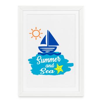 Summer and Sea - Summer Design - Framed poster (27 × 37 cm) - white - Front