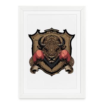 Bison Boxer MMA - Affiche encadrée (27 × 37 cm) - blanc - Devant