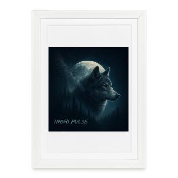Wilk w Księżycowym Półmroku - Framed poster (27 × 37 cm) - white - Front