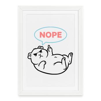 Cavie : Non, plan coloré - Affiche encadrée (27 × 37 cm) - blanc - Devant