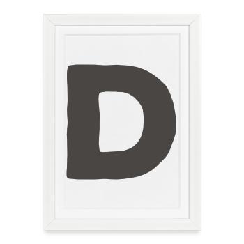 Typographie minimale en gras de la lettre D - Affiche encadrée (27 × 37 cm) - blanc - Devant