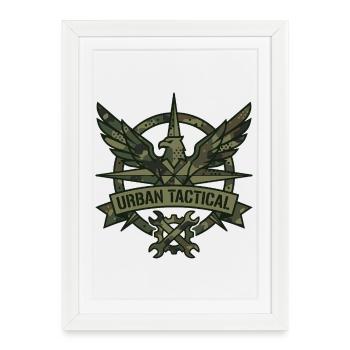 Urban Tactics Pioneers Camouflage Pattern Mechanic Motif - Framed poster (27 × 37 cm) - white - Front