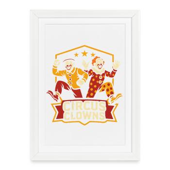 Clowns de cirque – Cirque pour enfants drôles - Affiche encadrée (27 × 37 cm) - blanc - Devant
