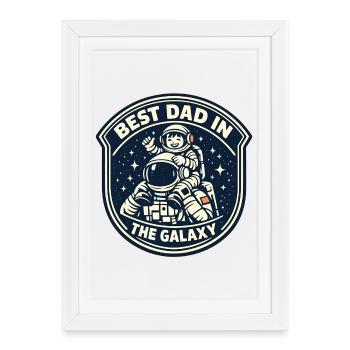 Papa Cadeau Astronaute Galaxy Meilleur Papa - Affiche encadrée (27 × 37 cm) - blanc - Devant