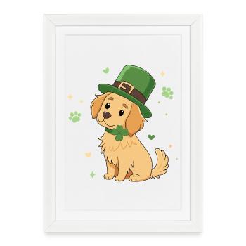 Chiot Irlandais Chanceux - Affiche encadrée (27 × 37 cm) - blanc - Devant