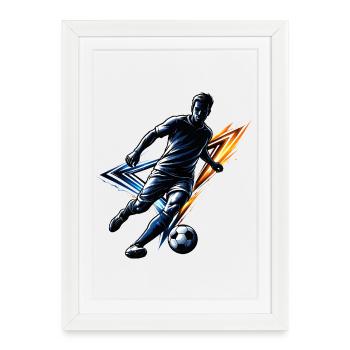 Silhouette de joueur de football Dynamique de design sportif - Affiche encadrée (27 × 37 cm) - blanc - Devant