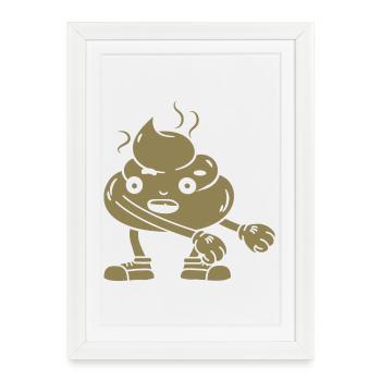 Funny poop pile dancing - Framed poster (27 × 37 cm) - white - Front