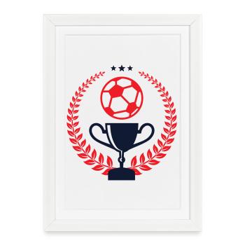 Trophée Football : La Couronne du Champion - Affiche encadrée (27 × 37 cm) - blanc - Devant