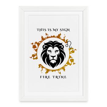 Mon signe Lion - Affiche encadrée (27 × 37 cm) - blanc - Devant