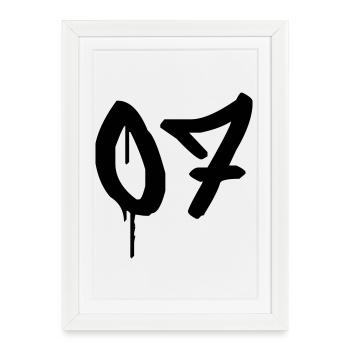 Nombre 07 Style Graffiti Urbain - Affiche encadrée (27 × 37 cm) - blanc - Devant