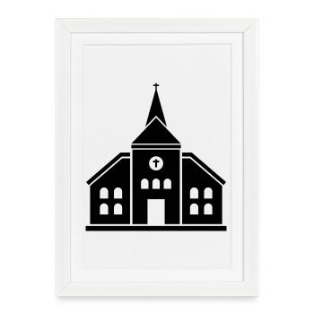 Église - Affiche encadrée (27 × 37 cm) - blanc - Devant